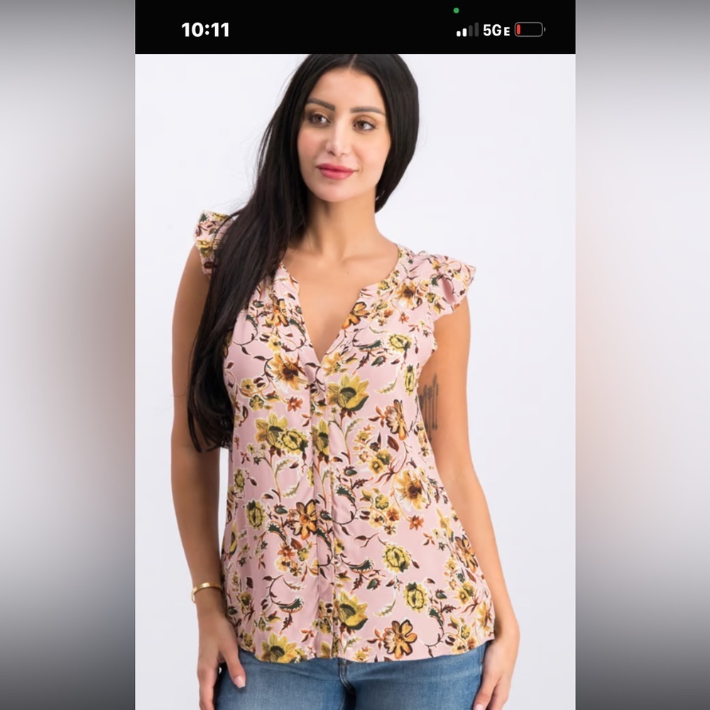 50% off w❤️ Sanctuary Top Firefly Floral Cap Sleeve V-Neck Shirt Blouse  NWOT